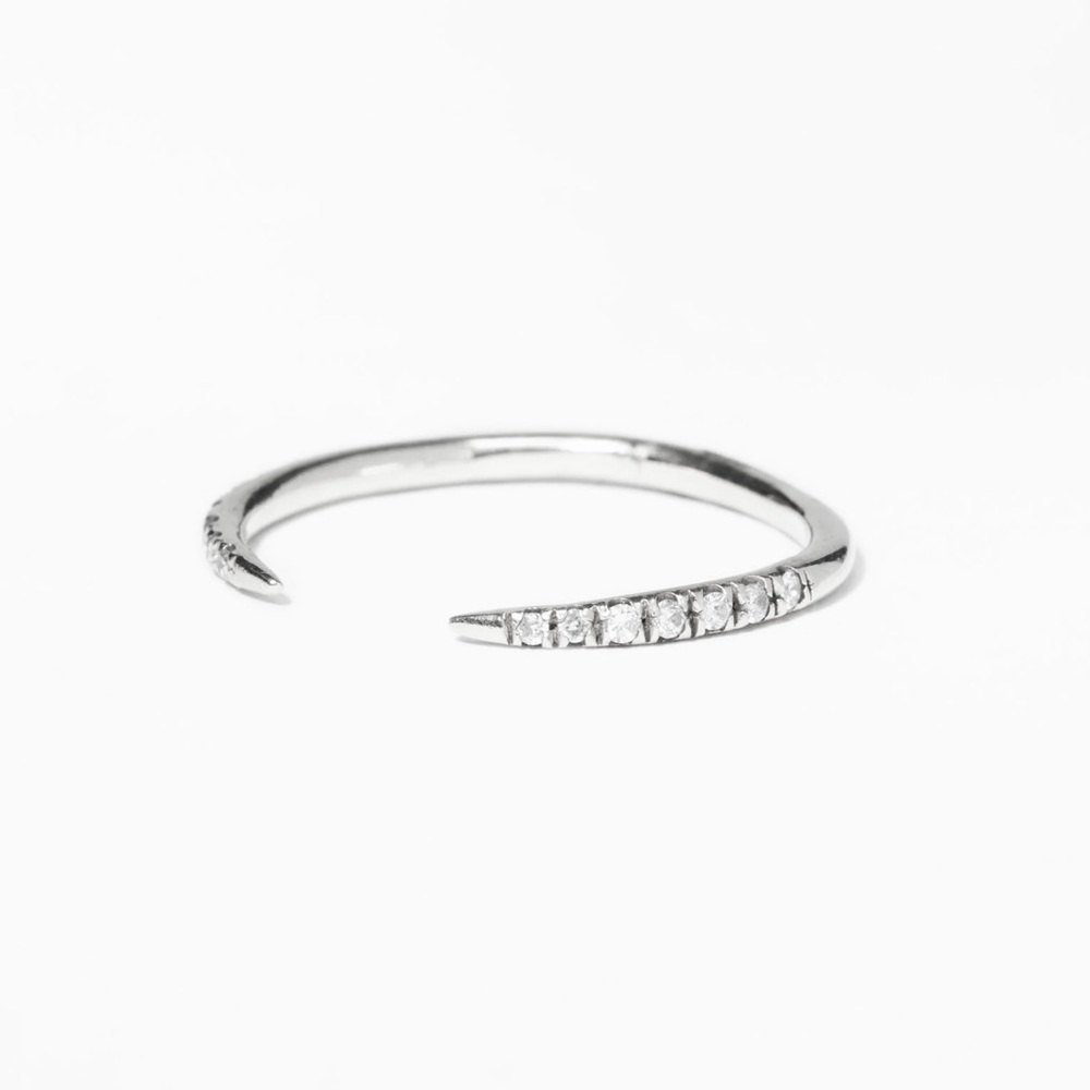 $1015 Size 4.5 WWAKE White Gold & Diamond Open Slice Ring - Picture 3 of 13